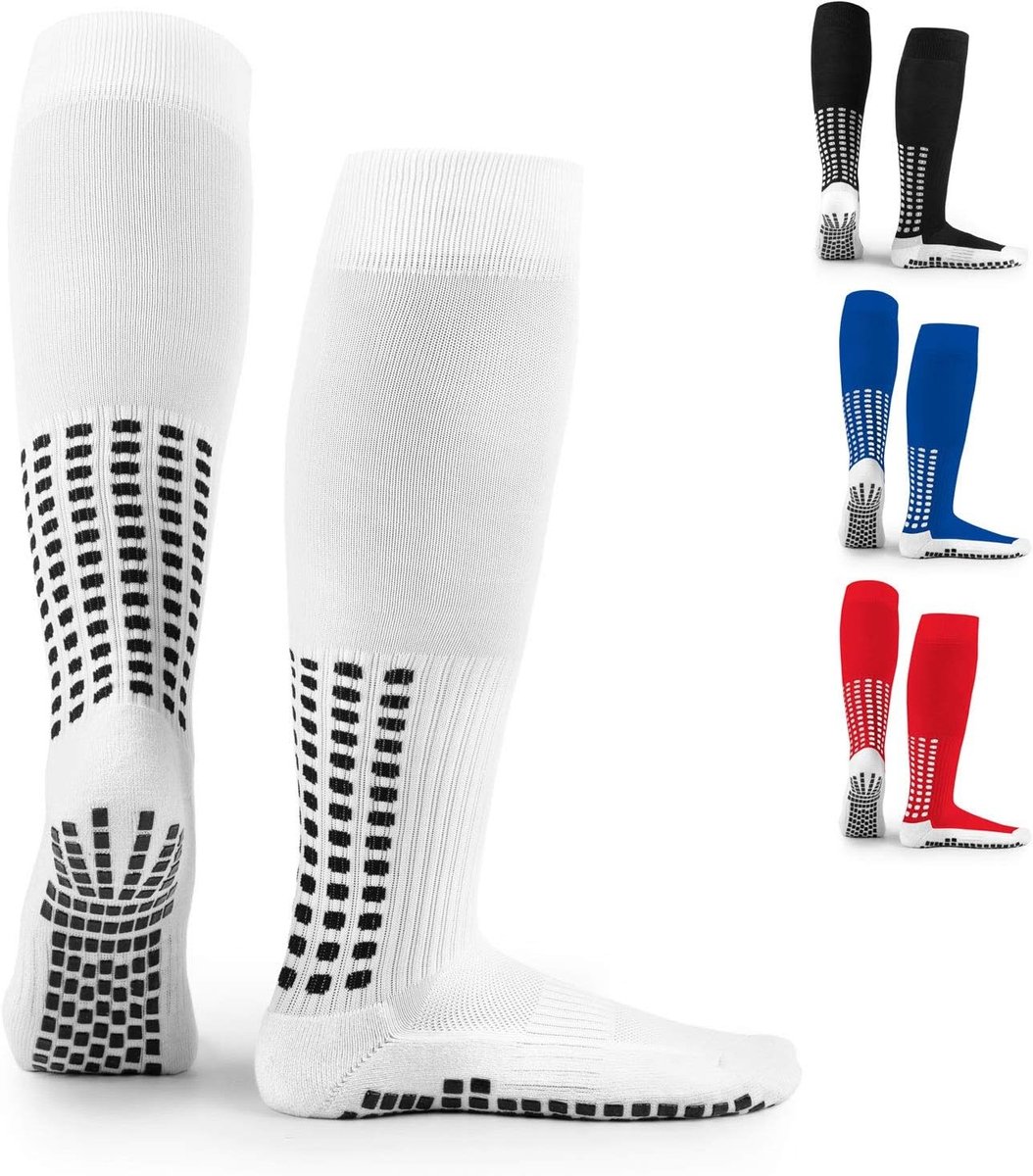 Gripsokken voetbal - Wit - One size Tall - Anti Slip Sport Grip Sokken voor Voetbal, Basketbal en Hockey