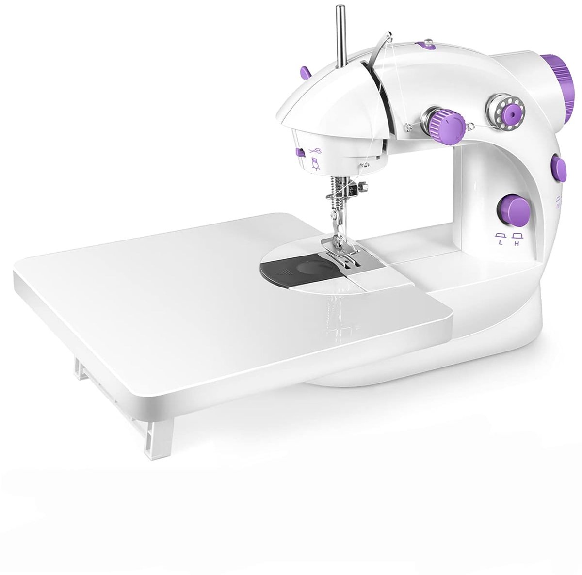 Elektronische mini-naaimachine met dubbele draad, 2 versnellingen, voor kleding, gordijnen, kunsthandwerk - ShopVlot