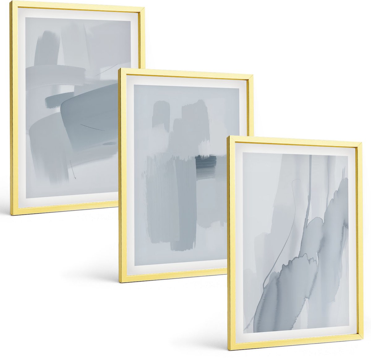 Coloray 3-Delige Schilderij Set - Abstracte Composities In Aquarelstijl - 40 x 40 cm En 40 x 60 cm - Stijlvolle Muurdecoratie - Slaapkamer