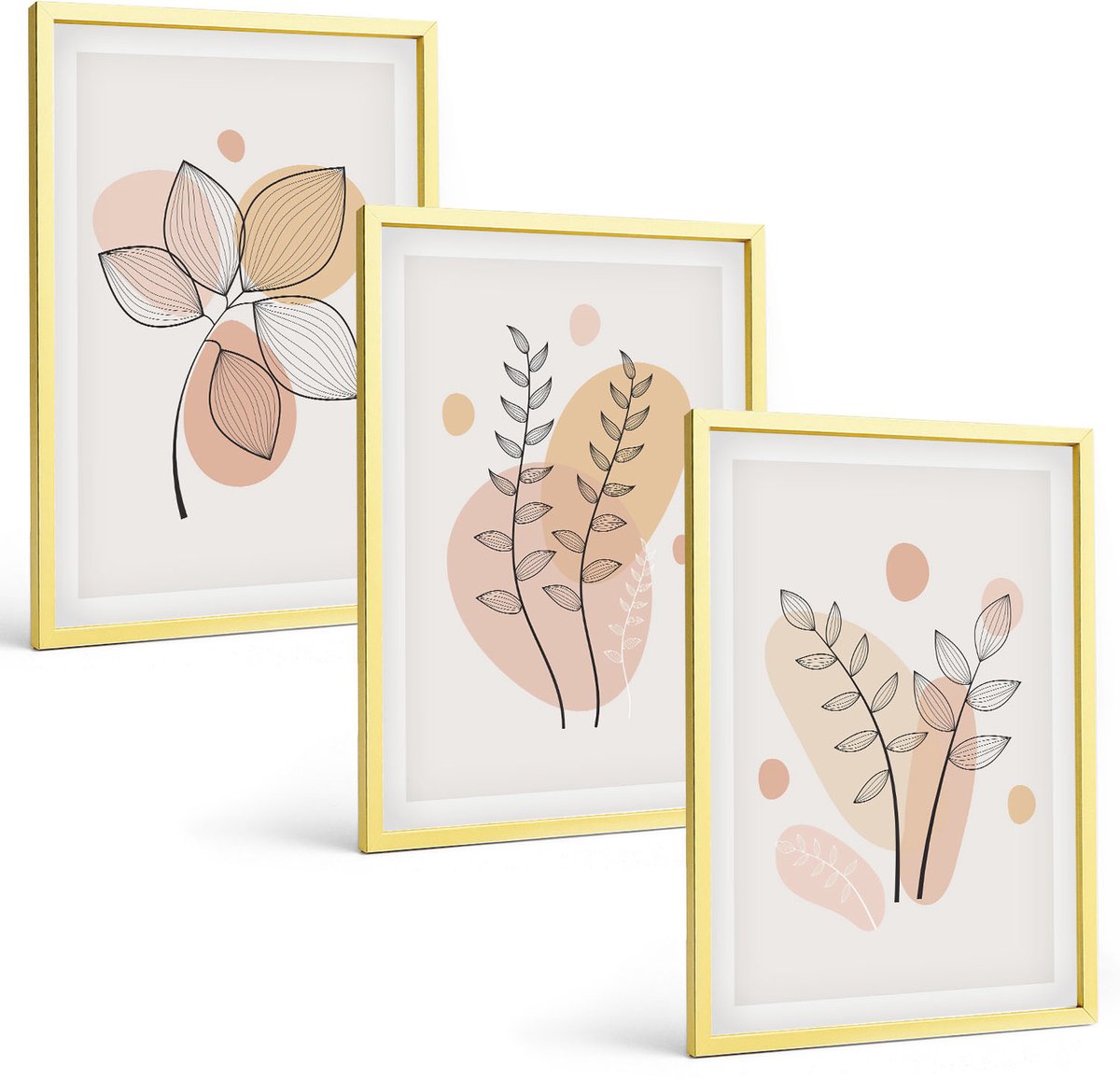 Coloray 3-Delige Schilderij Set - Strand Met Een Houten Pad, Zee En Kliffen Aan Zee. - 40 x 40 cm En 40 x 60 cm - Stijlvolle Wanddecoratie - Interieur - Muurdecoratie