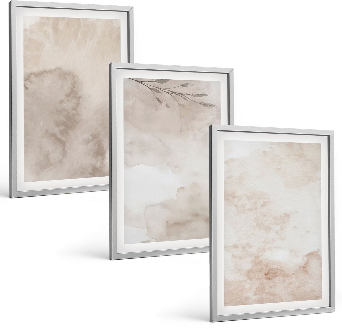Coloray 3-Delige Schilderij Set - Textuur Van Gemorste Aquarelverf In Boho-Stijl - 40 x 60 cm - Wanddecoratie - Moderne Interieurdecoratie - Interieur Decoratie