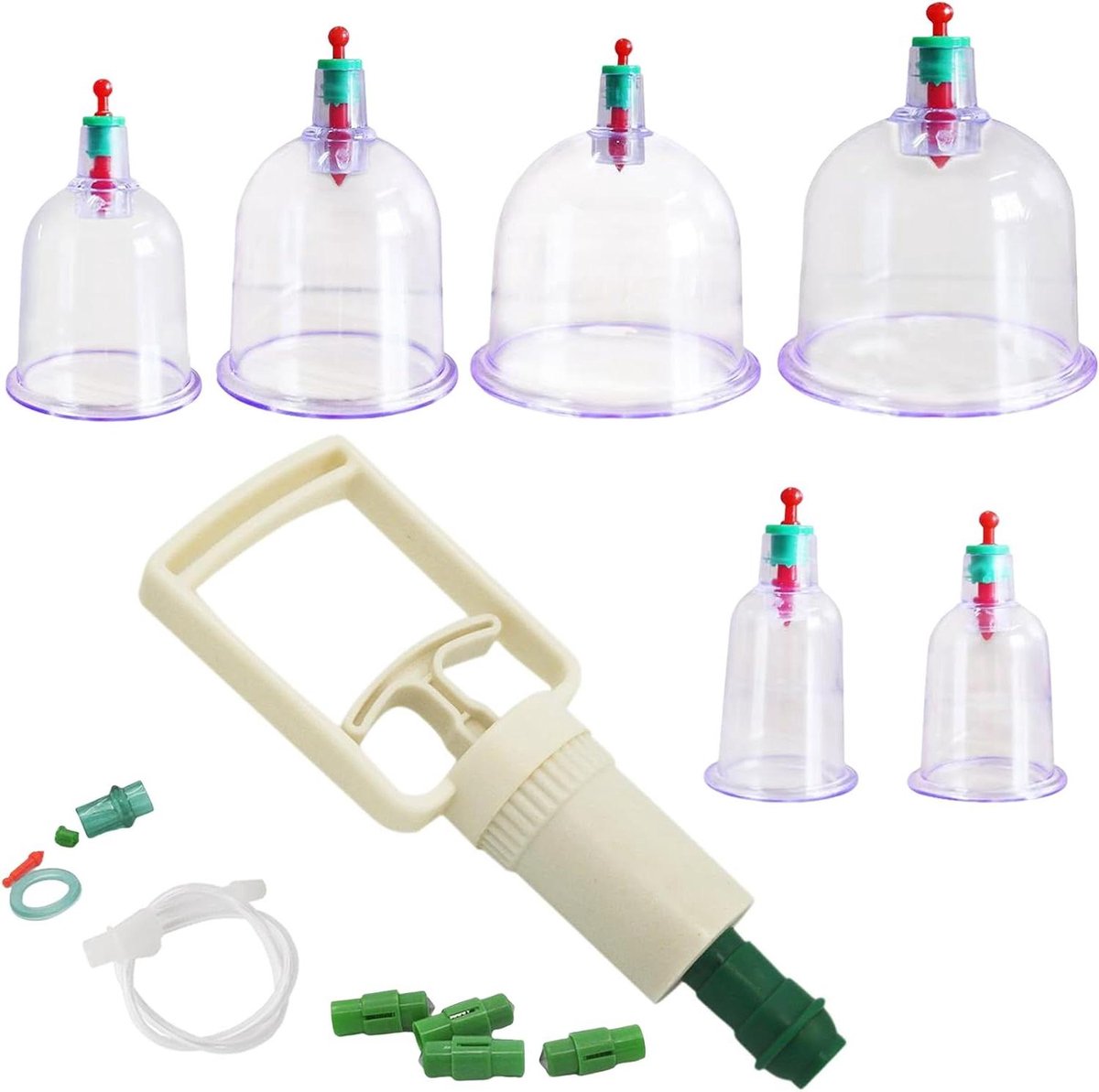 Cupping Set - Massage Cups - Spierontspanning Bevorderen - Traditionele Chinese Methode - 6 Cups - Transparant