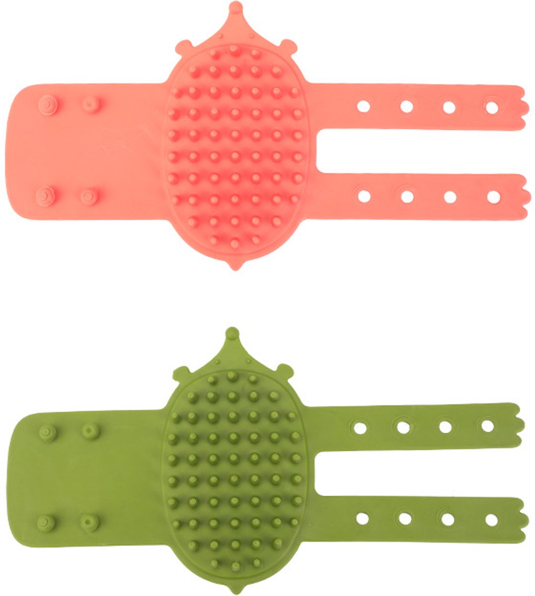 2 stuks krabborstel voor katten - verstelbare siliconen hoekkrabber/zelfborstelaar - zachte hoekborstel voor katten, geschikt voor krabpalen en tafelpoten - Groen/Roze