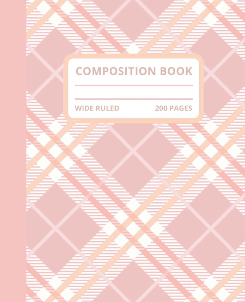 Pink Plaid Flannel Pattern Composition Notebook 200 Pages Wide Ruled: Soft Pink Plaid Pattern Notebook; 200 7.5x9.25 - ShopVlot