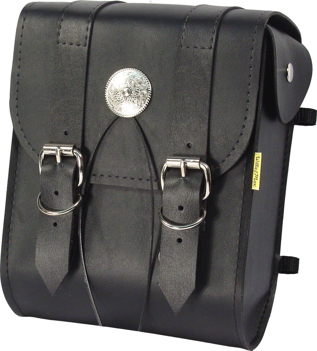 Willie & Max by Dowco 58451-00 Deluxe-serie: synthetisch lederen motorfiets sissybartas, zwart, universele pasvorm - ShopVlot