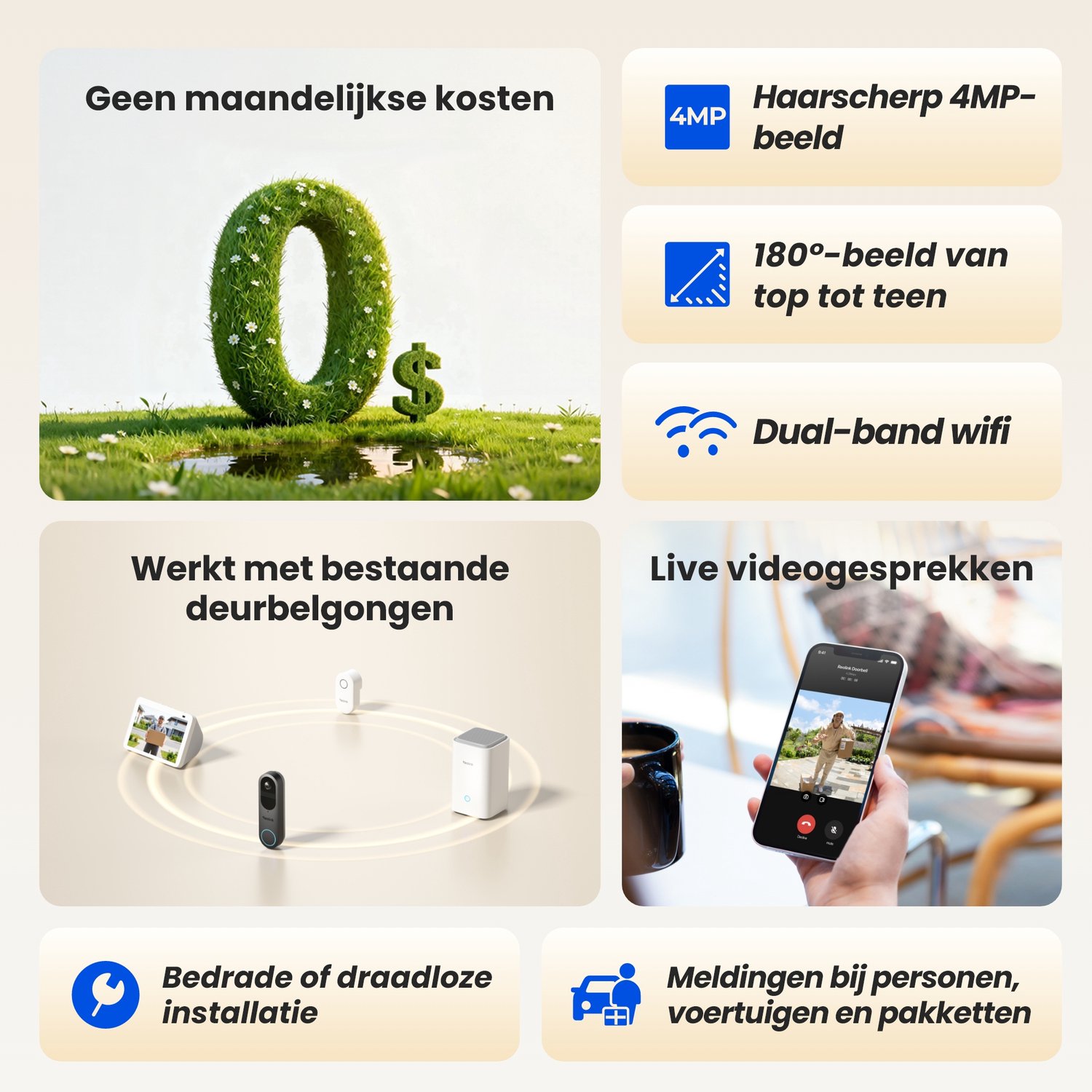 Reolink Gen 2 Video Deurbel met 4MP Beeld en Dual-Band WiFi - afbeelding 3