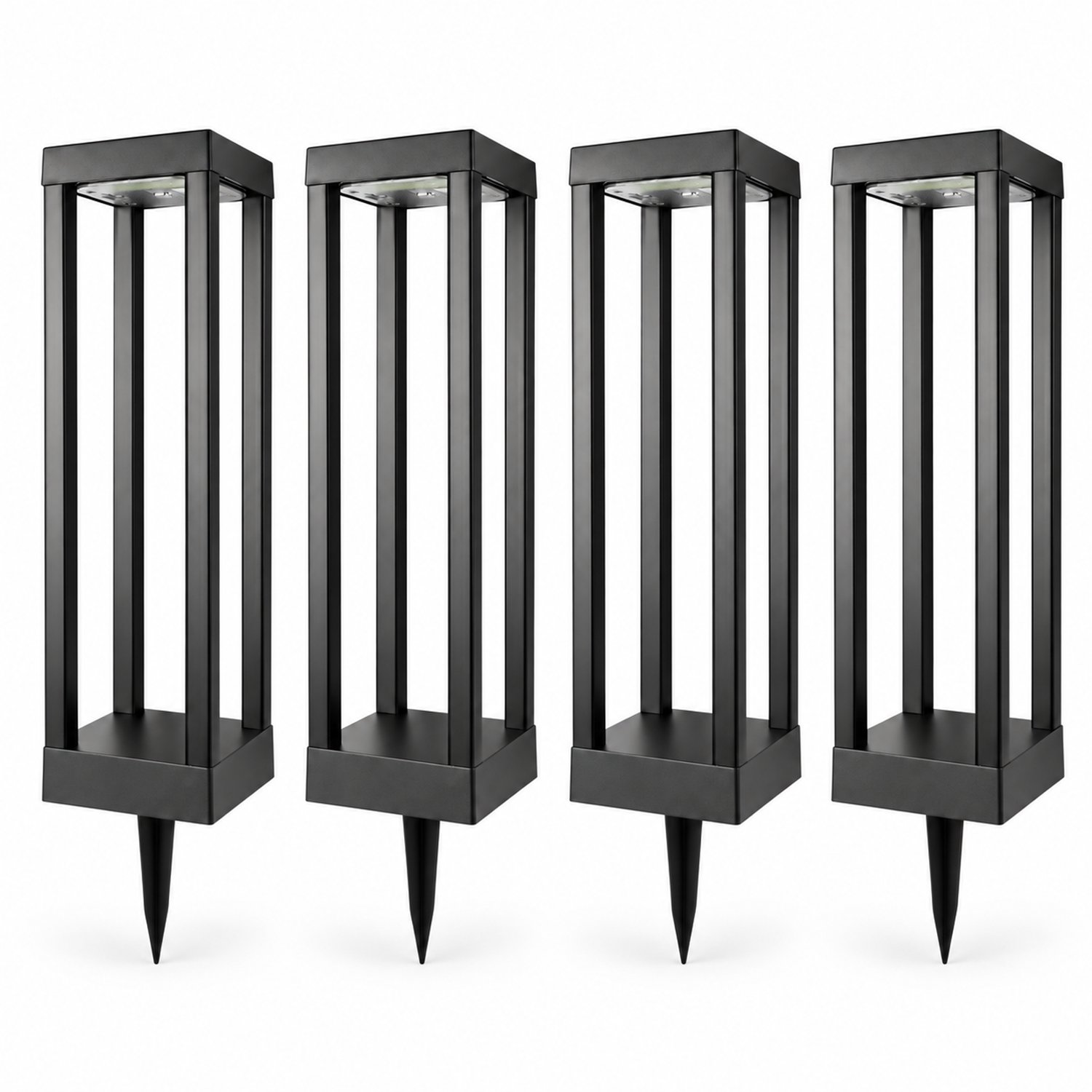 Solar Tuinlampen - 4 Stuks - Open Rechthoek - 46 cm - Zwart