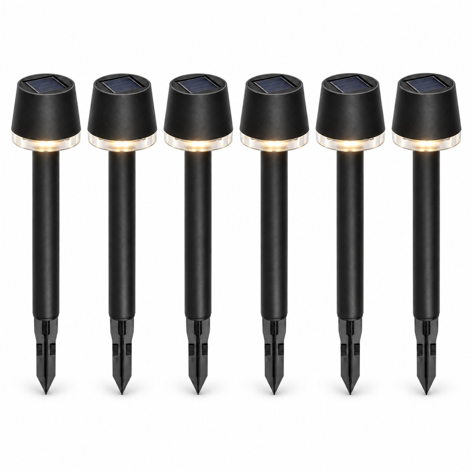 Solar Tuinlampen - 6 Stuks - Lampenkap - 43,5 cm - Zwart - Warm Wit
