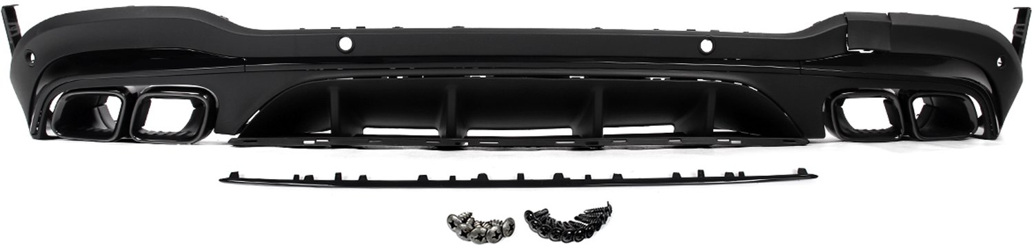 Achterbumper Diffuser AMG63 Stijl - 2020-2024 Mercedes-Benz GLC X253 - ABS Kunststof - Zwart - Performance Auto Accessoire