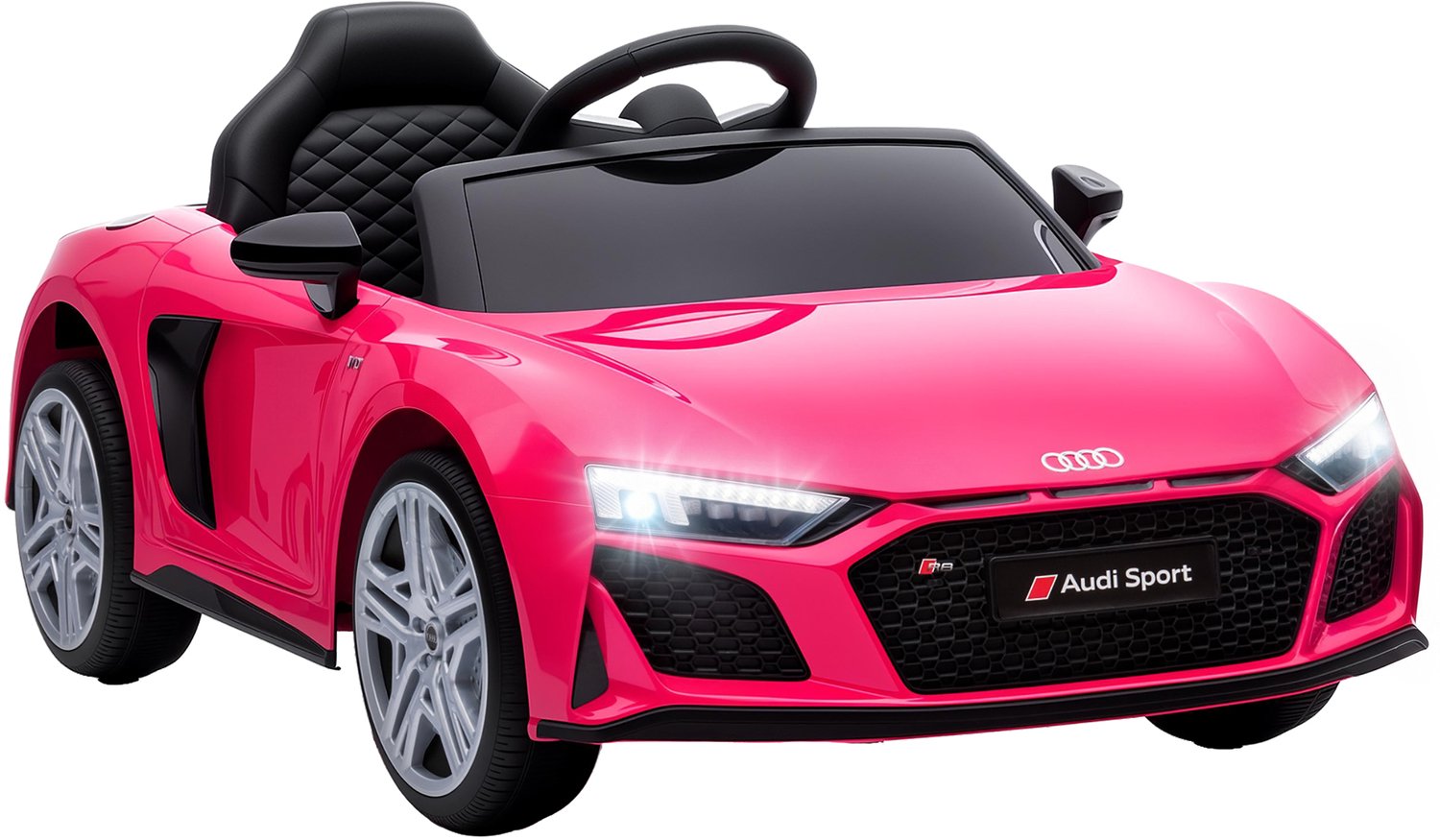 Playon Elektrische kinderauto Audi R8 Spyder - Met afstandsbediening - Met muziek en ledverlichting - 107 x 58 x 44 cm - Roze/Zwart