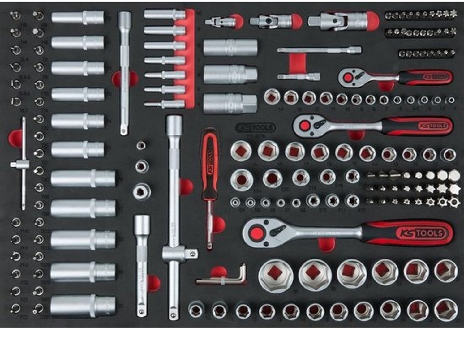 Dopsleutelset - 179-delig - Gereedschapsset - voor autoreparatie - Systeeminlay - 1/4, 3/8 en 1/2 inch - Transparant