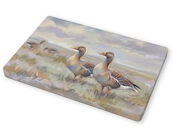 Canvas schilderij grauwe gans (Anser anser) landschap sfeervolle wanddecoratie voor in de woonkamer of hal 30x20 cm