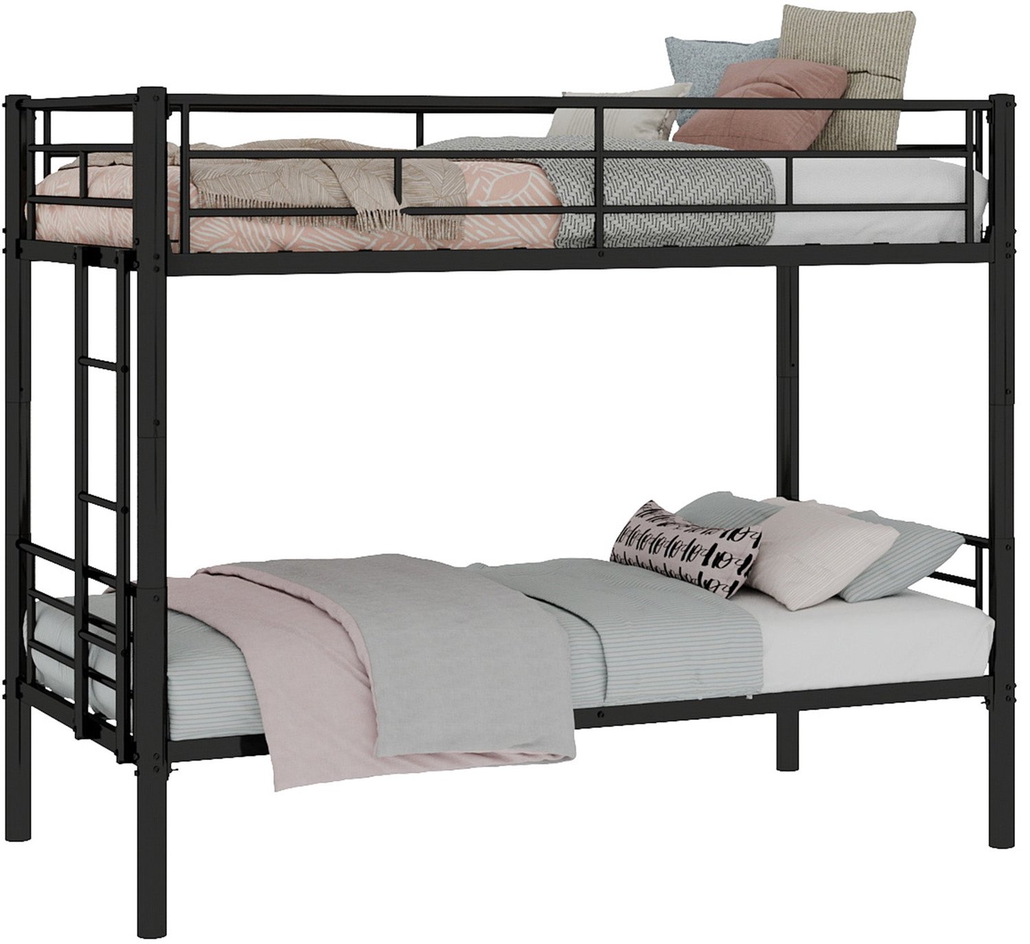 Merax Stapelbed voor Kinderen 90 x 190 cm - Omvormbaar Tot Twee Eenpersoonsbedden - Metalen Lattenbodem - Veiligheidshek - Ladder - Zwart
