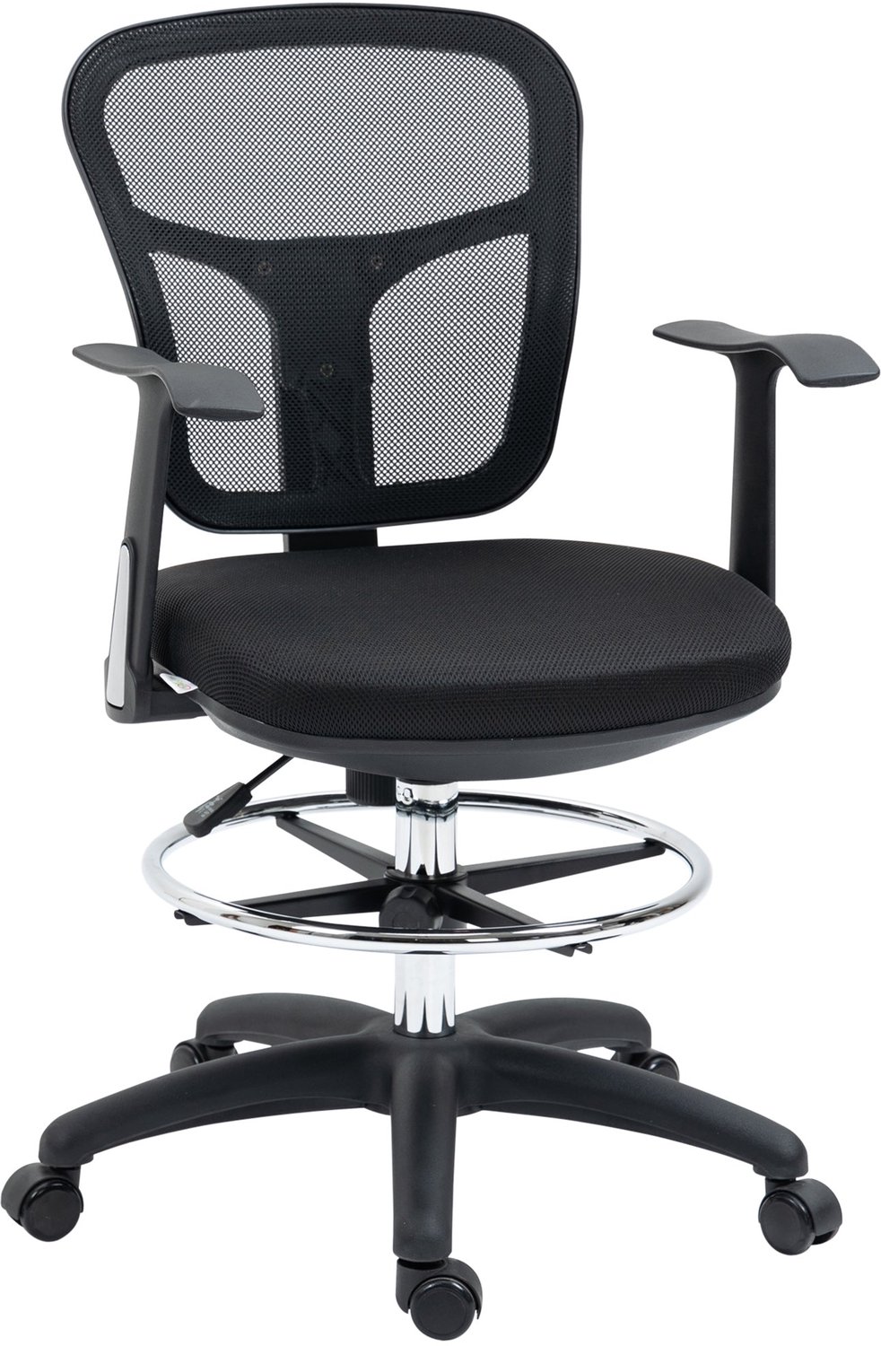 Merax Ergonomische Bureaustoel met Voetsteun – Mesh Rugleuning & Lendensteun – In Hoogte Verstelbaar 95-115 cm – Opklapbare Armleuningen – Zwart