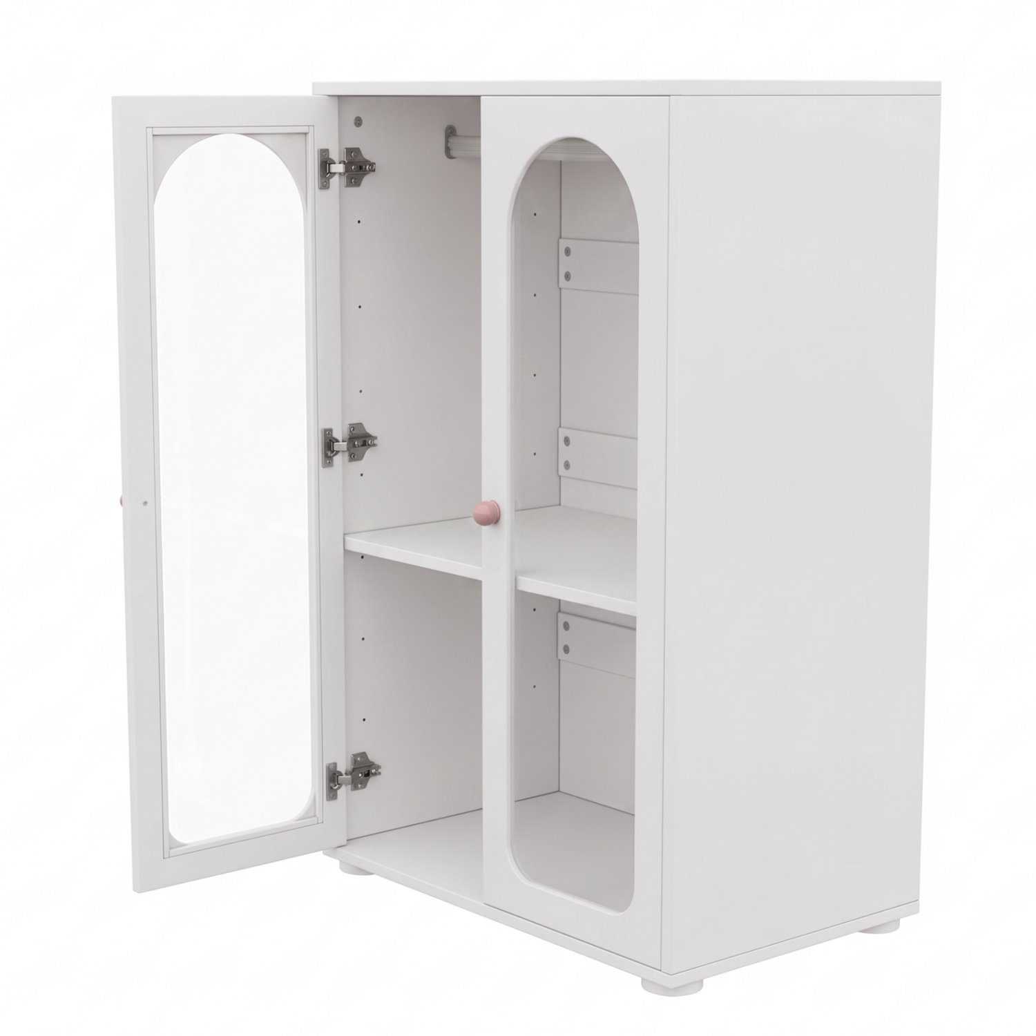 MODENUIT Kinderkledingkast - 2 Deuren Met Hangroede - Kinderkamer - MDF En Acryl - 80x50x120 Cm - Wit