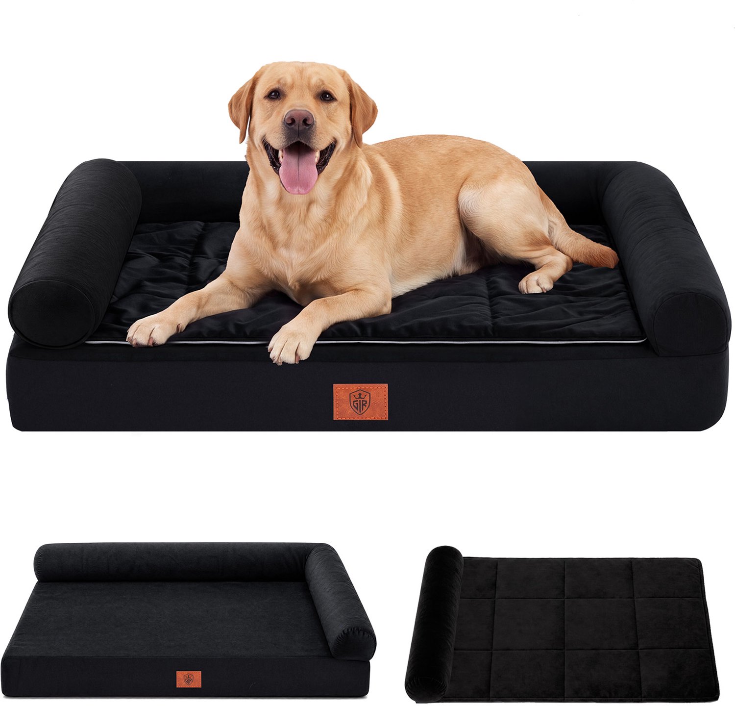 GTPLAYER - Hondenbed 90x66x16 cm - Eierschaal Schuim Waterdicht Wasbaar - Zwart