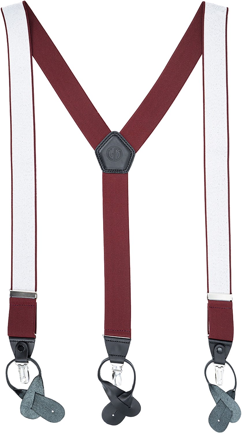 LINDENMANN heren bretels met clips en leren bandjes Y-vorm - bordeaux