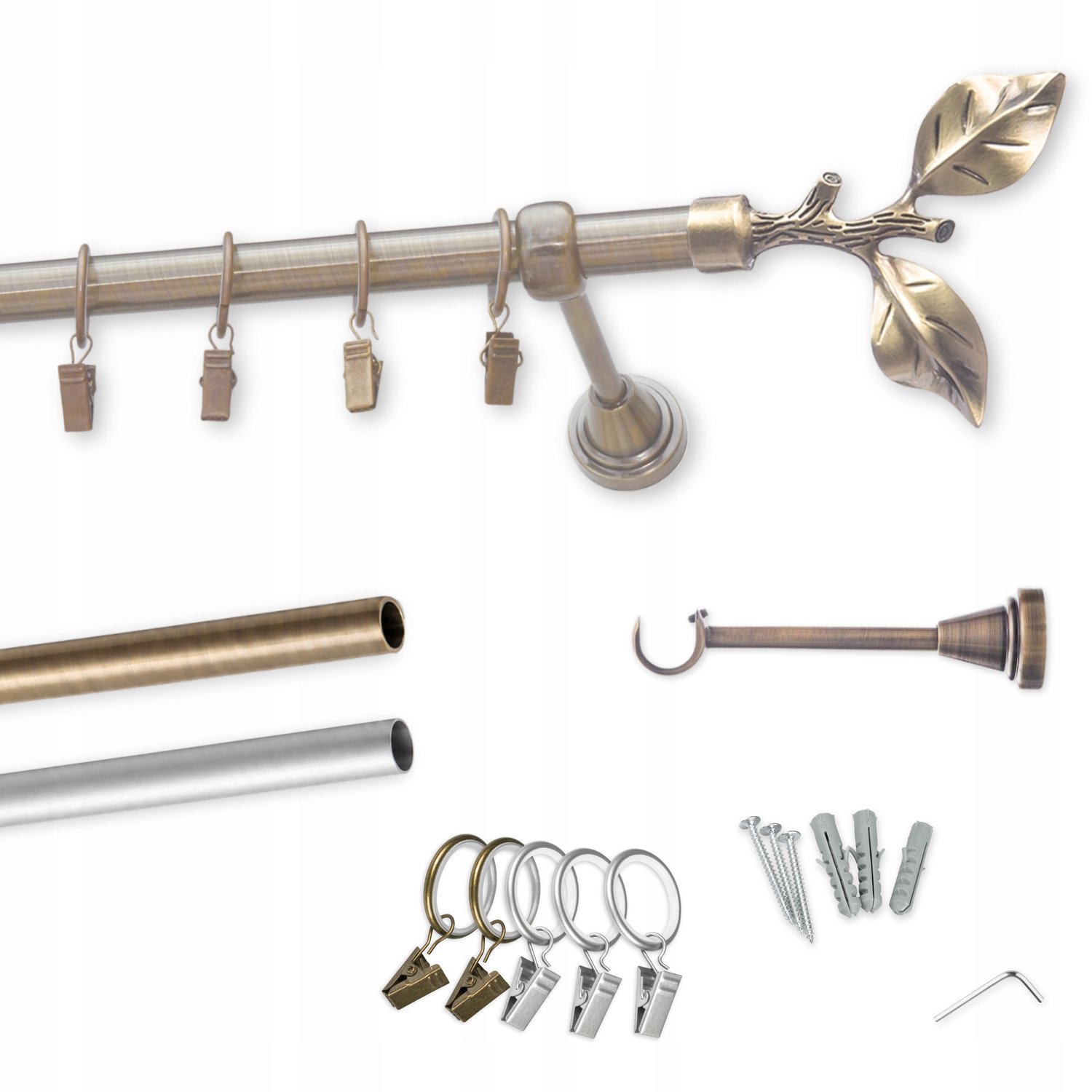 Metal Enkele Plafondgordijnroede 16mm 300cm - Stille Wieltjes