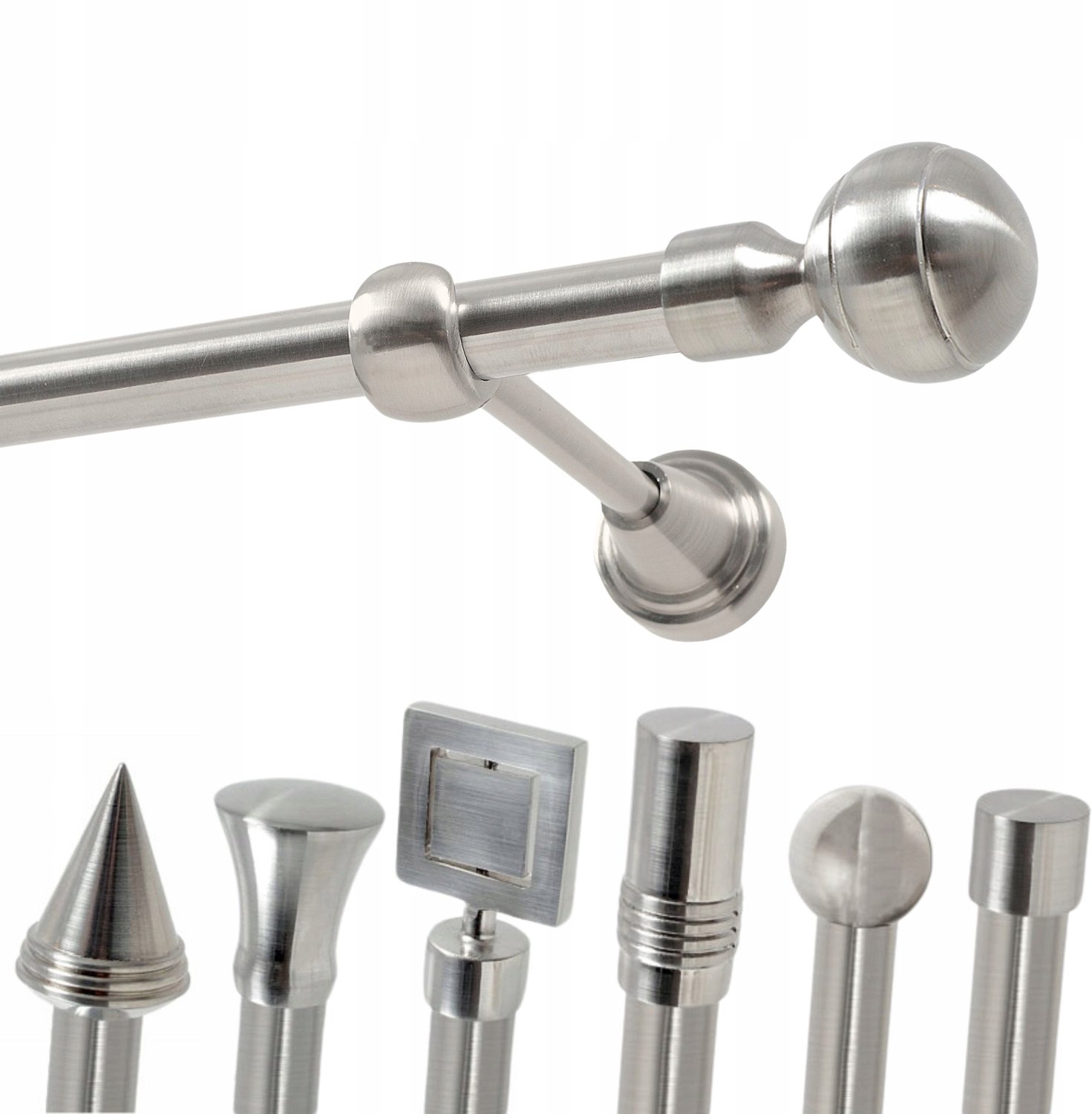 Enkele metalen gordijnroede 16mm, 200cm, zonder ringen