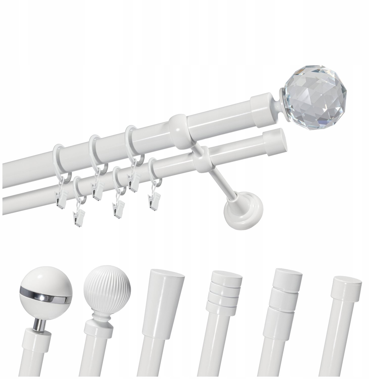 Dubbele Metalen Gordijnstang 280cm Wit - Inclusief Ophangringen