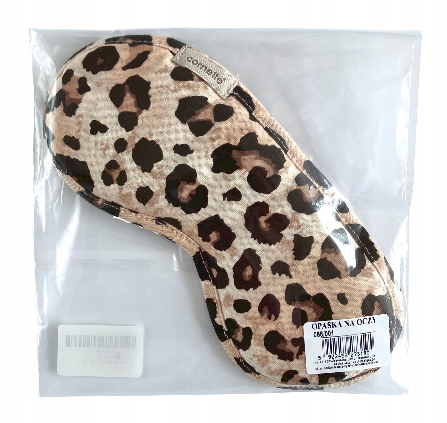 Cornette slaapmasker 058/001 beige panterprint katoen