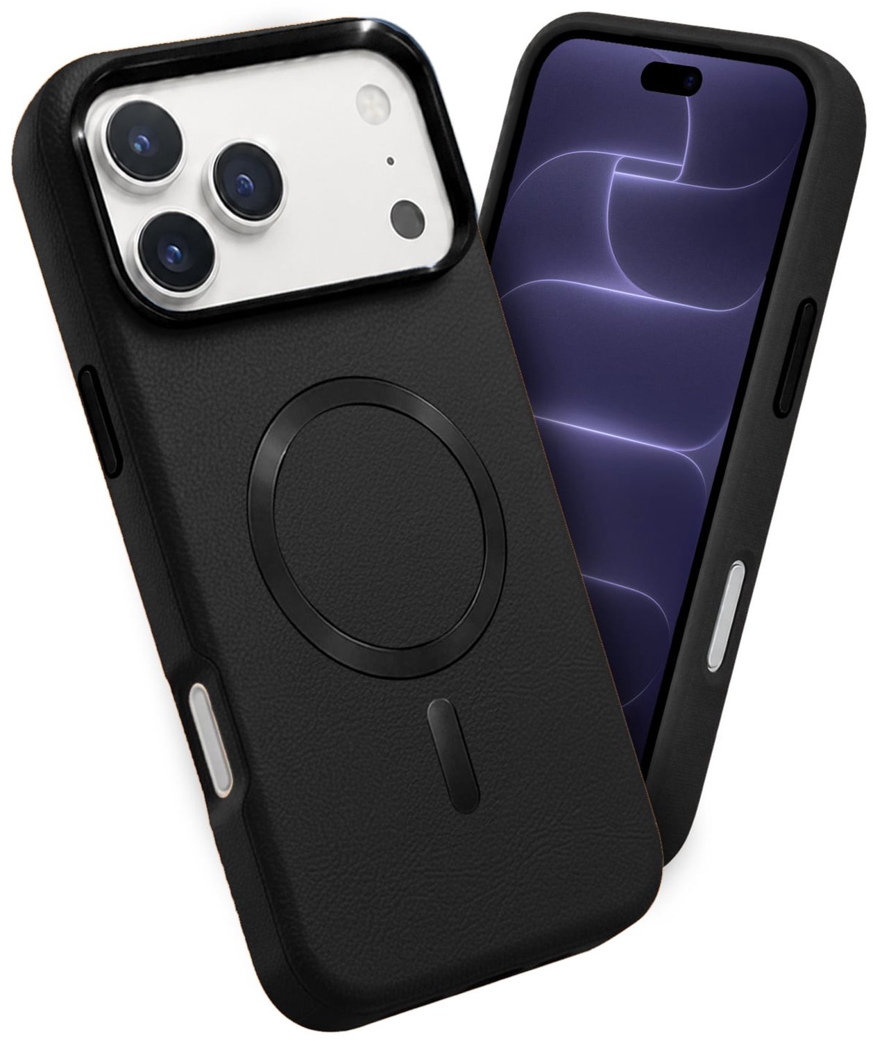 Hoesje - Geschikt voor Apple iPhone 18 Pro - Magsafe Compatible - Leer Look - Sterk & Shockproof - Back Cover - Telefoon Hoes Shockproof - Shock Proof Case - Telefoonhoes - Zwart