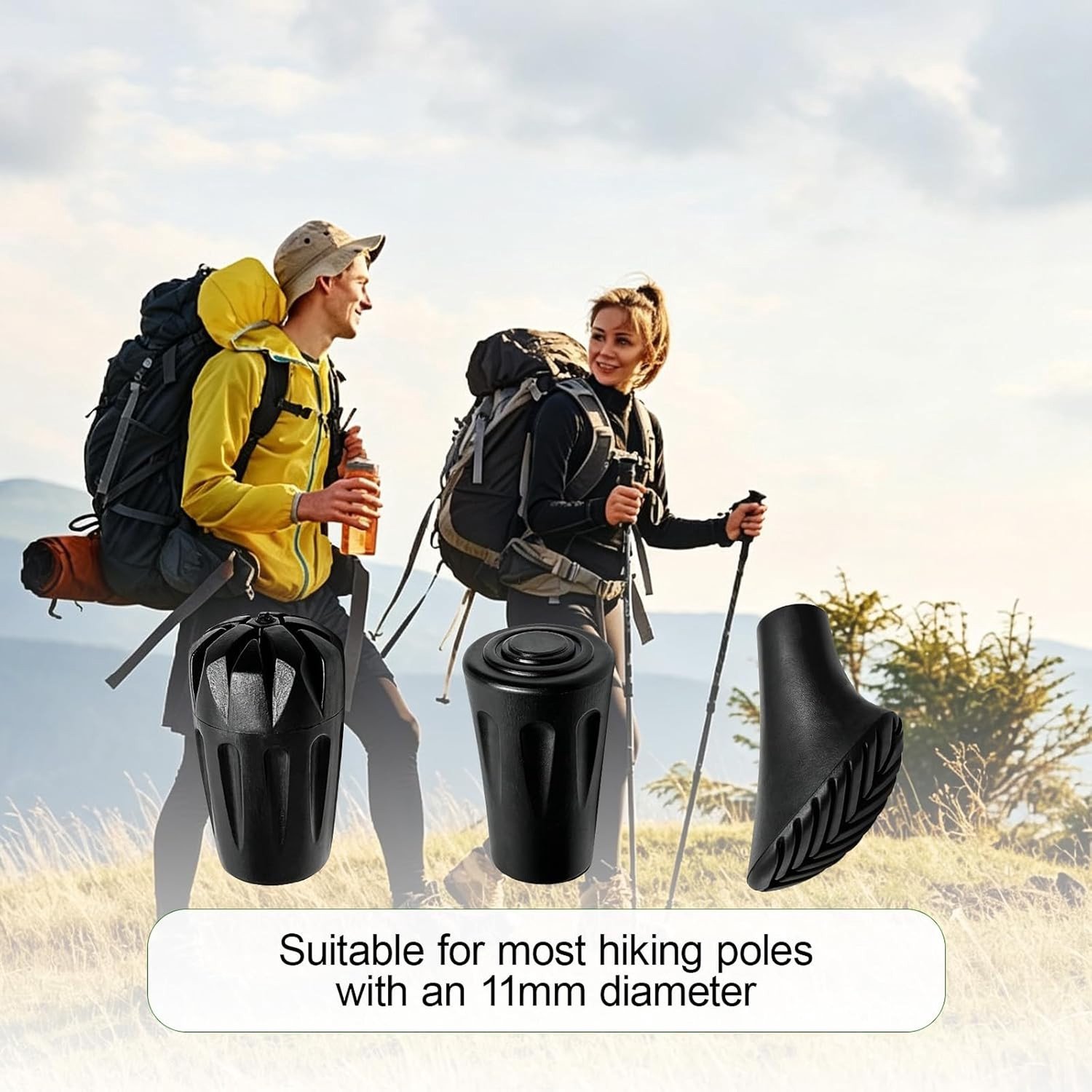 Rubberen Caps voor Nordic Walking Stokken en Wandelen - 18 Stuks, Antislip, Duurzaam, Bescherming