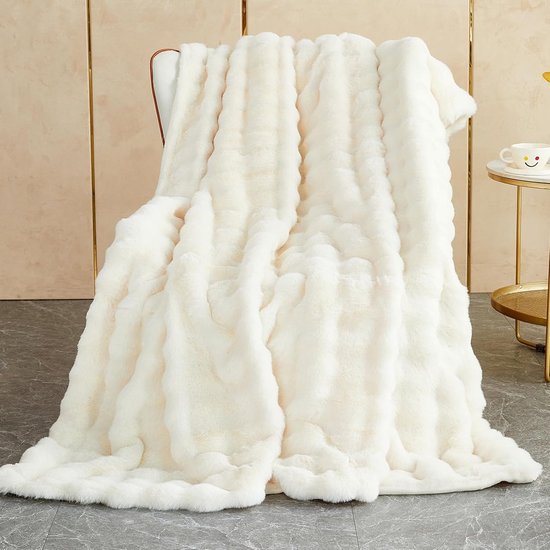 Famanu Kuscheldecke - houdt je warm tijdens koude avonden - superzacht flanel - wit 100 x 160 cm