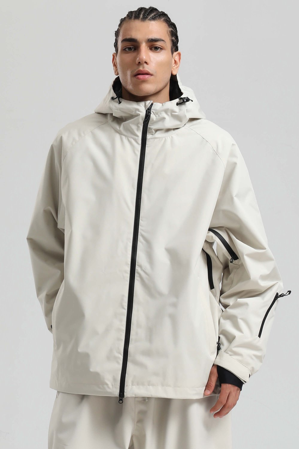 GSOU SNOW Unisex oversized ski- en snowboardjas 15K waterdicht Gebroken Creme