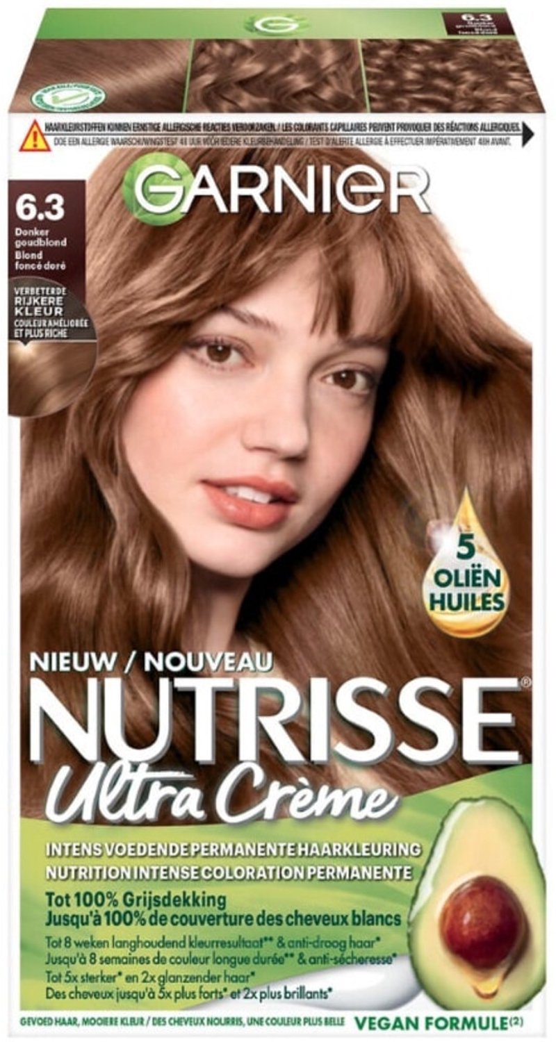 Garnier - Nutrisse Ultra Crème Permanente Haarkleuring 6.3 Donker Goudblond - 6 x 1 stuk - Voordeelverpakking