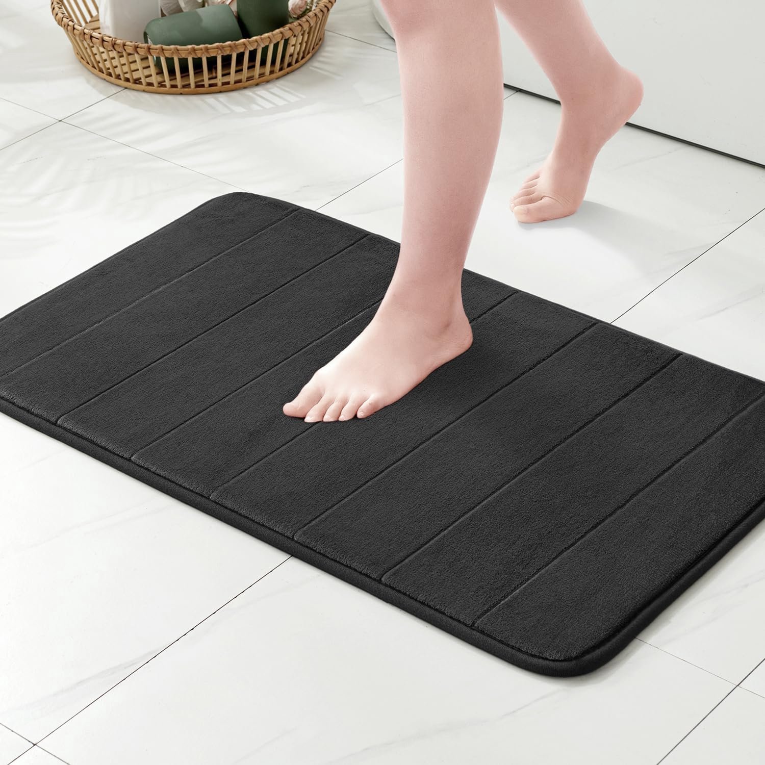 Famanu - Badmat 40 x 60 cm - voorkomt uitglijden in de badkamer - superzacht en antislip - donkergrijs