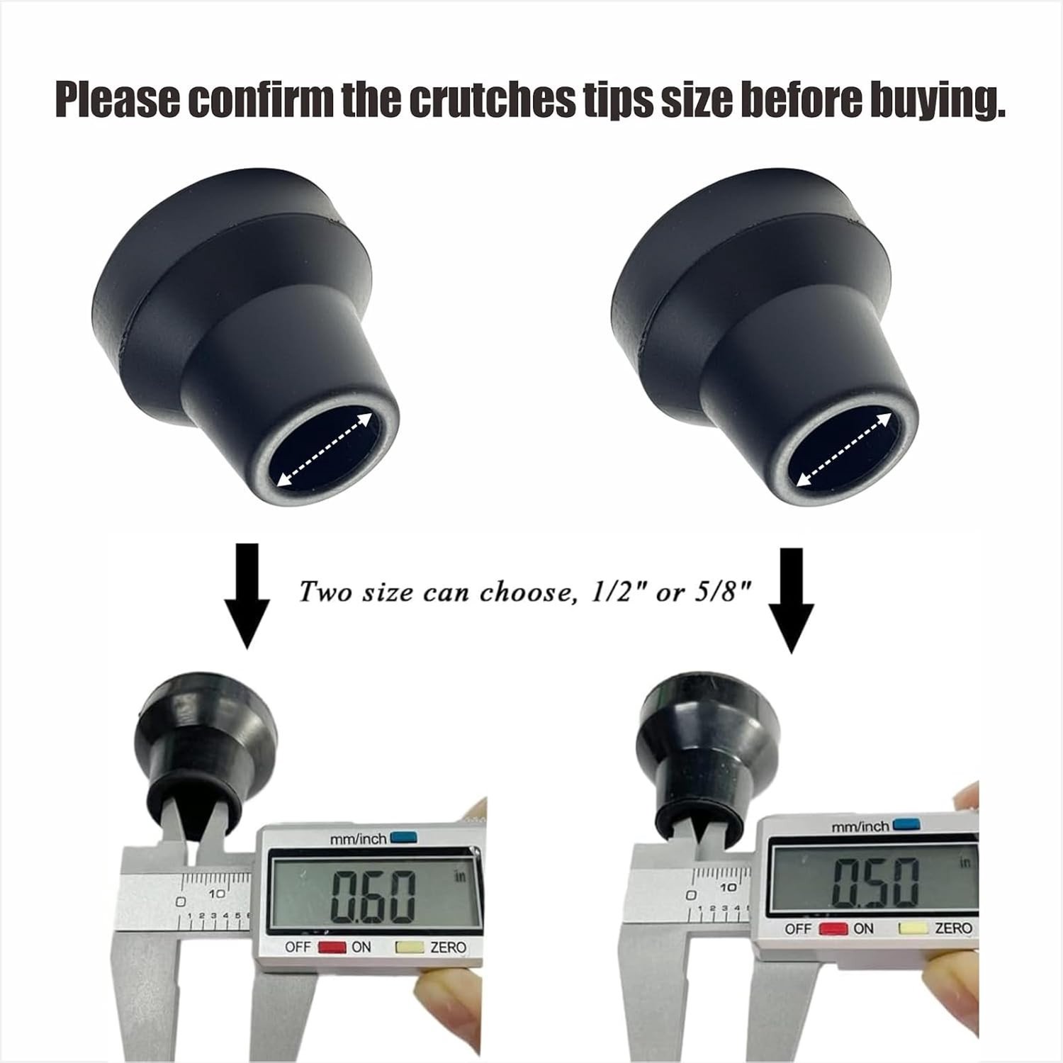 Wandelstokken Tips voor extra stabiliteit en grip, Rubber vervangingen, 4 Stuks (5/8")