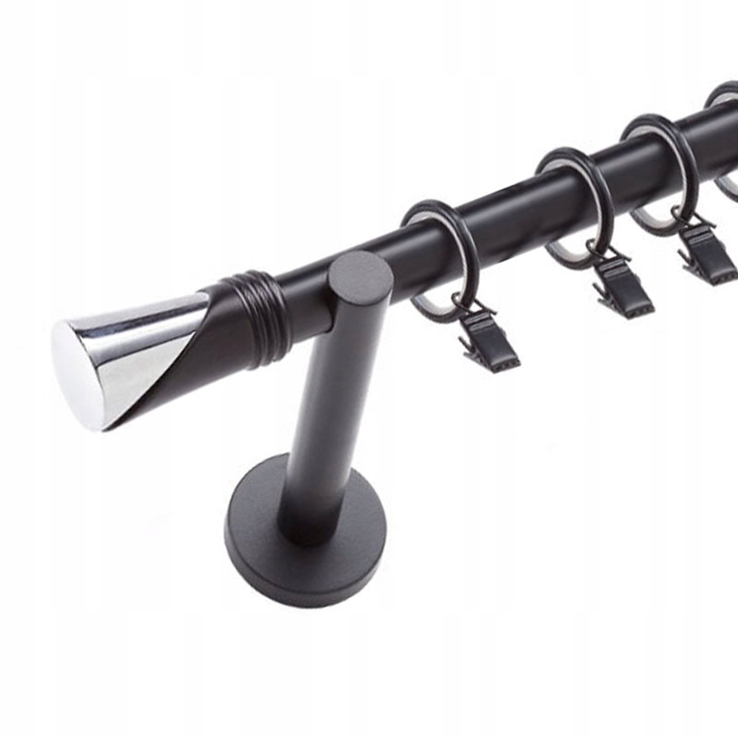 Merkloos Gordijnroede 140 cm Ø19 mm met Stille Ringetjes - Zwart
