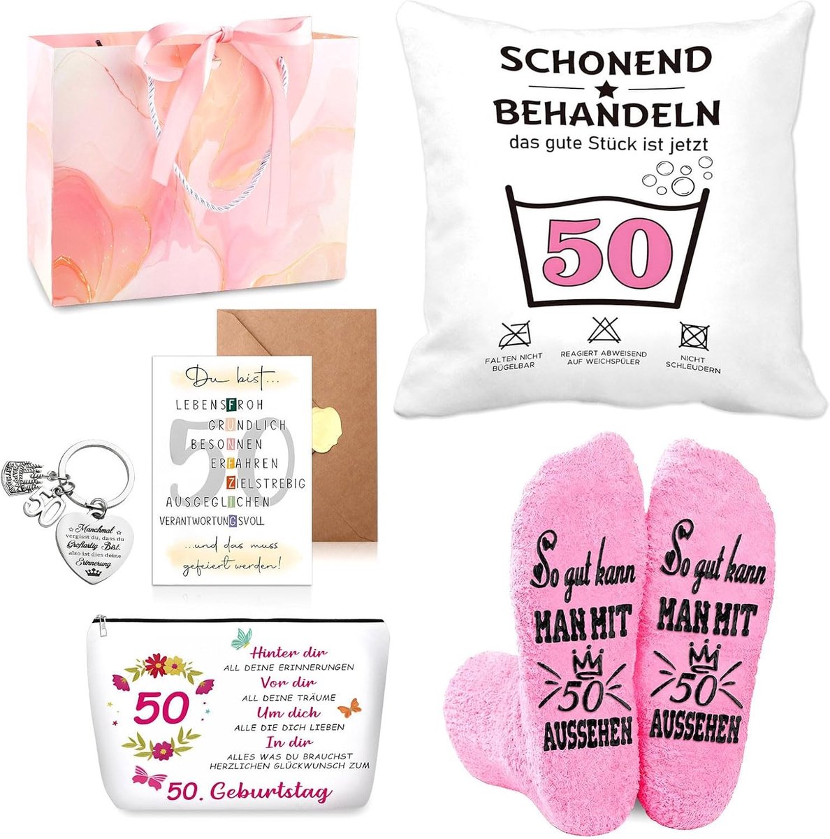 Cadeauset voor dames, met kussensloop en sleutelhanger, geschikt voor vrouw, moeder, grootmoeder, dochter, zus, vriendin, vriendin