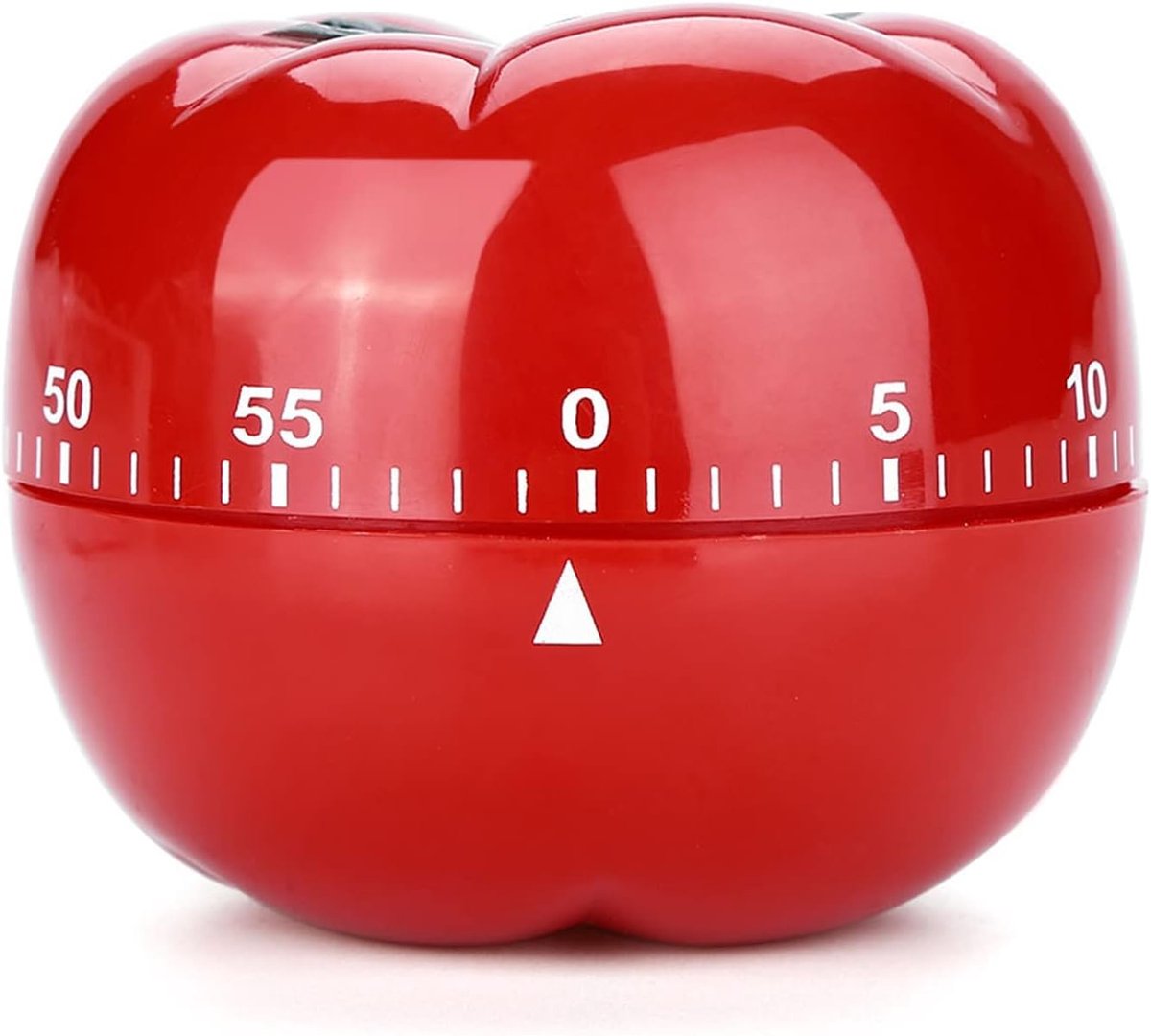 60 minuten keukentimer, mechanische afteltimer in tomatenvorm voor bakken, koken en leren, geen batterij nodig (groot formaat 7,2 x 5,5 cm)