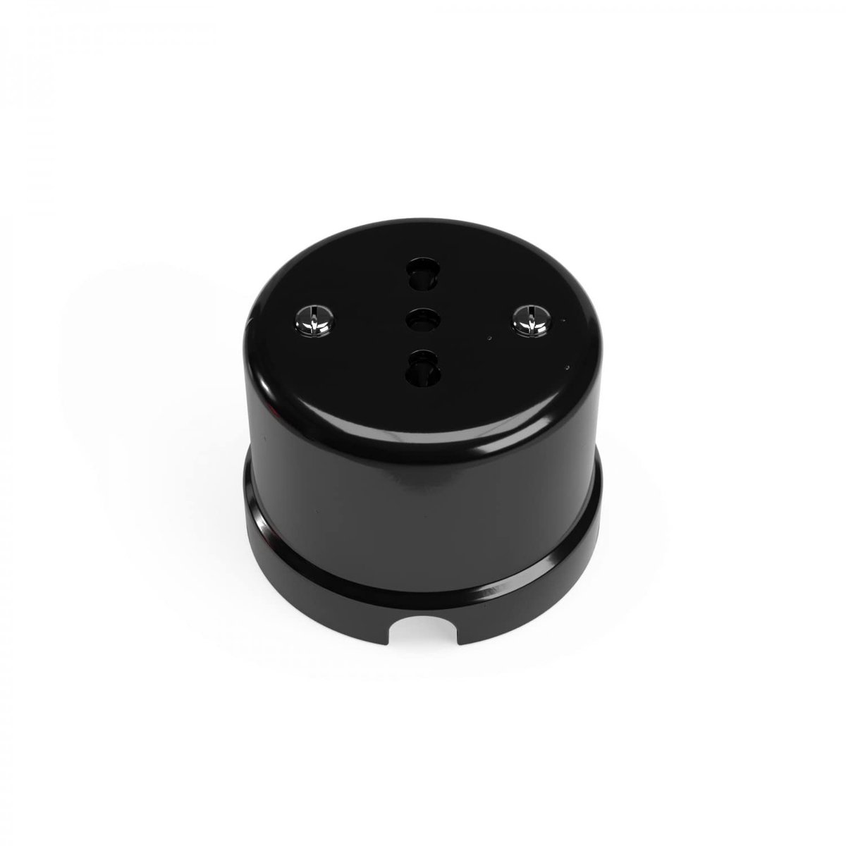 Tweepas-wandcontactdoos van porselein/keramiek, ø 65 mm, kleuren: wit en zwart (zwart)