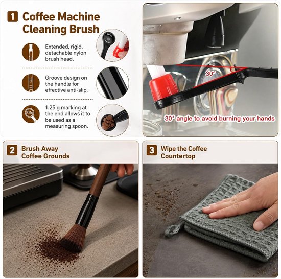 siliconen, 5-delige siliconen mat, koffiezetapparaat, 40 x 60 cm, antislip, hittebestendig, afneembare tampingmat, reinigingsdoek, borstels, compatibel met Ninja — afbeelding 3