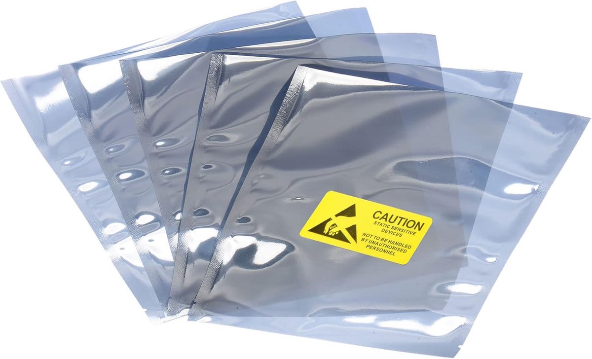 25 stuks antistatische zakken ESD-afschermingszakken, herbruikbaar met etiketten, [voor elektronisch apparaat, GPU-harde schijf, SSD, HDD, moederbord] – 15 x 20 cm