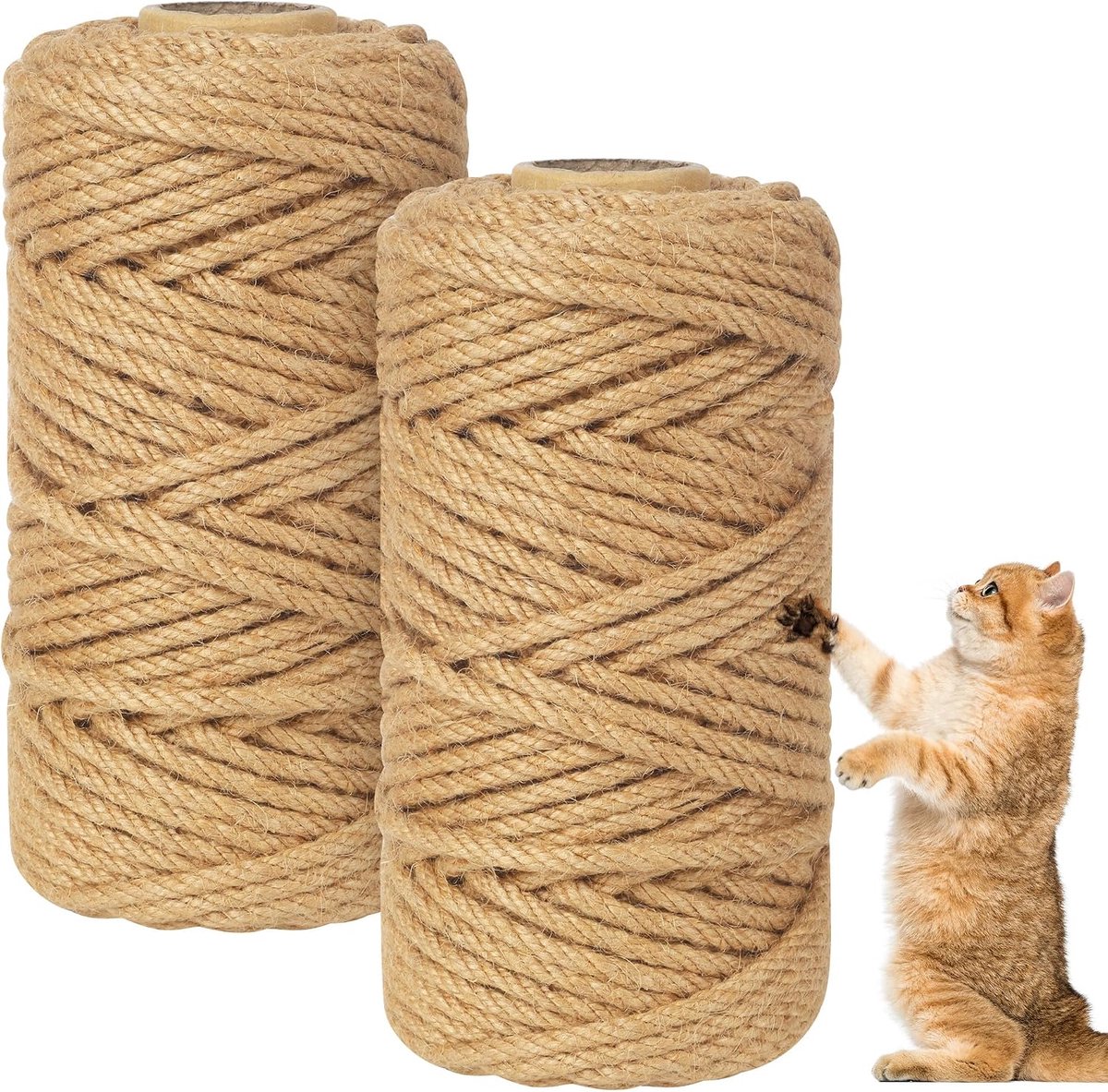 Sisaltouw voor krabpaal, 2 stuks, 6 mm, krabpaal touw, 50 m, voor doe-het-zelf krabton