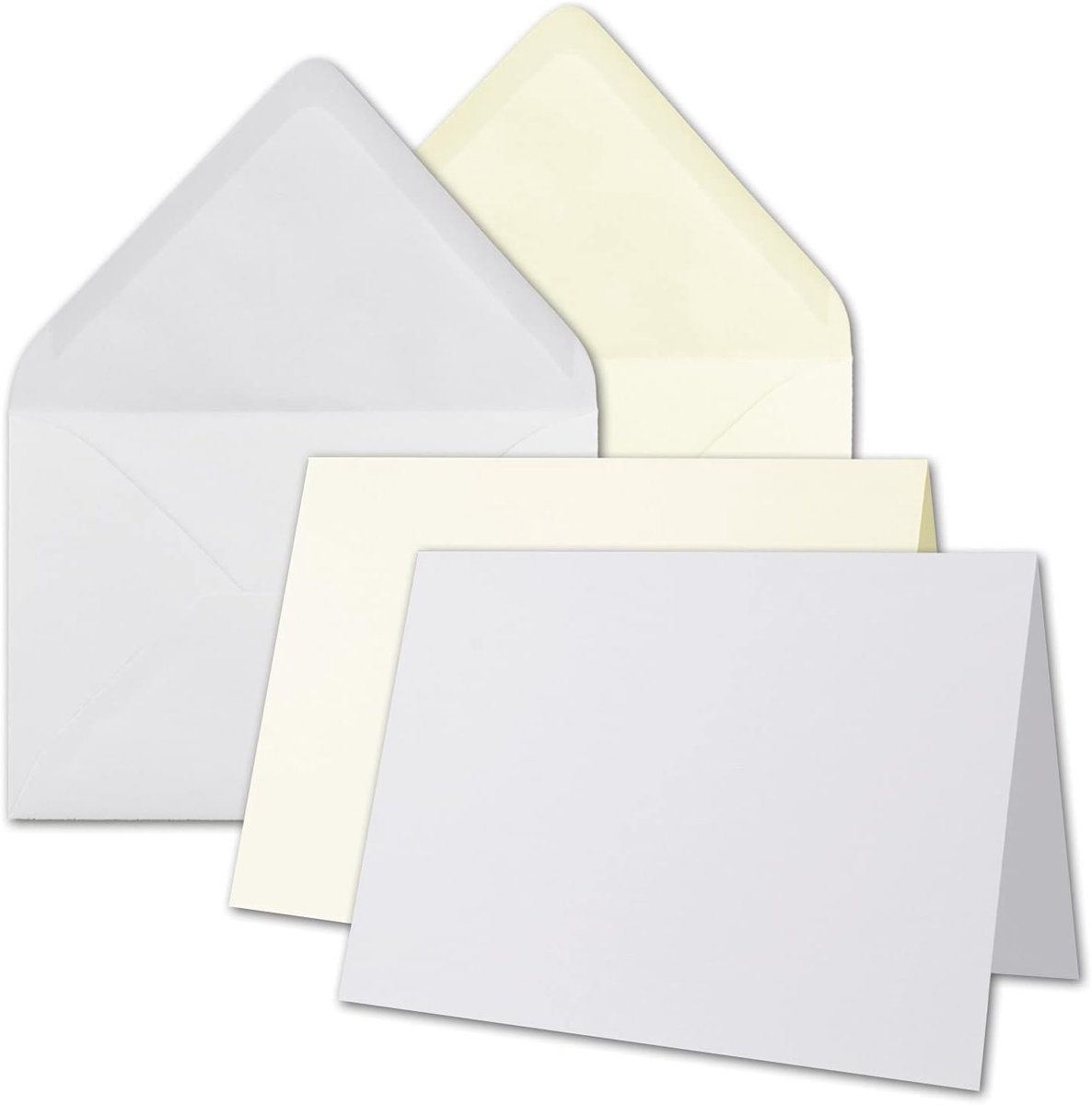 20 x set vouwkaarten inclusief enveloppen groter dan DIN B6 - oversized - wit en crème - vouwkaarten met enveloppen