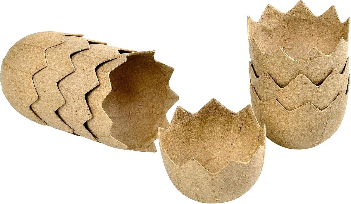 8-pack papiermaché eierschalen open 4 x 5 cm ei paasei Pasen papier Decopatch