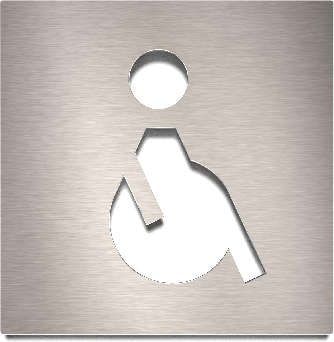 Roestvrij staal toiletbord - zelfklevend & onderhoudsvriendelijk - design toiletbord - rolstoel-bestuurder pictogram - B.01.E