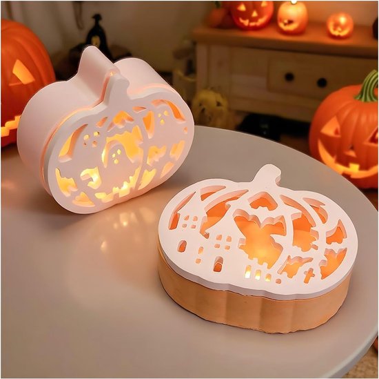 Mallen set voor griezelige decoraties - pompoen & thema patroon mallen voor gips, hars knutselen, herfst doe-het-zelf thuis display — afbeelding 4