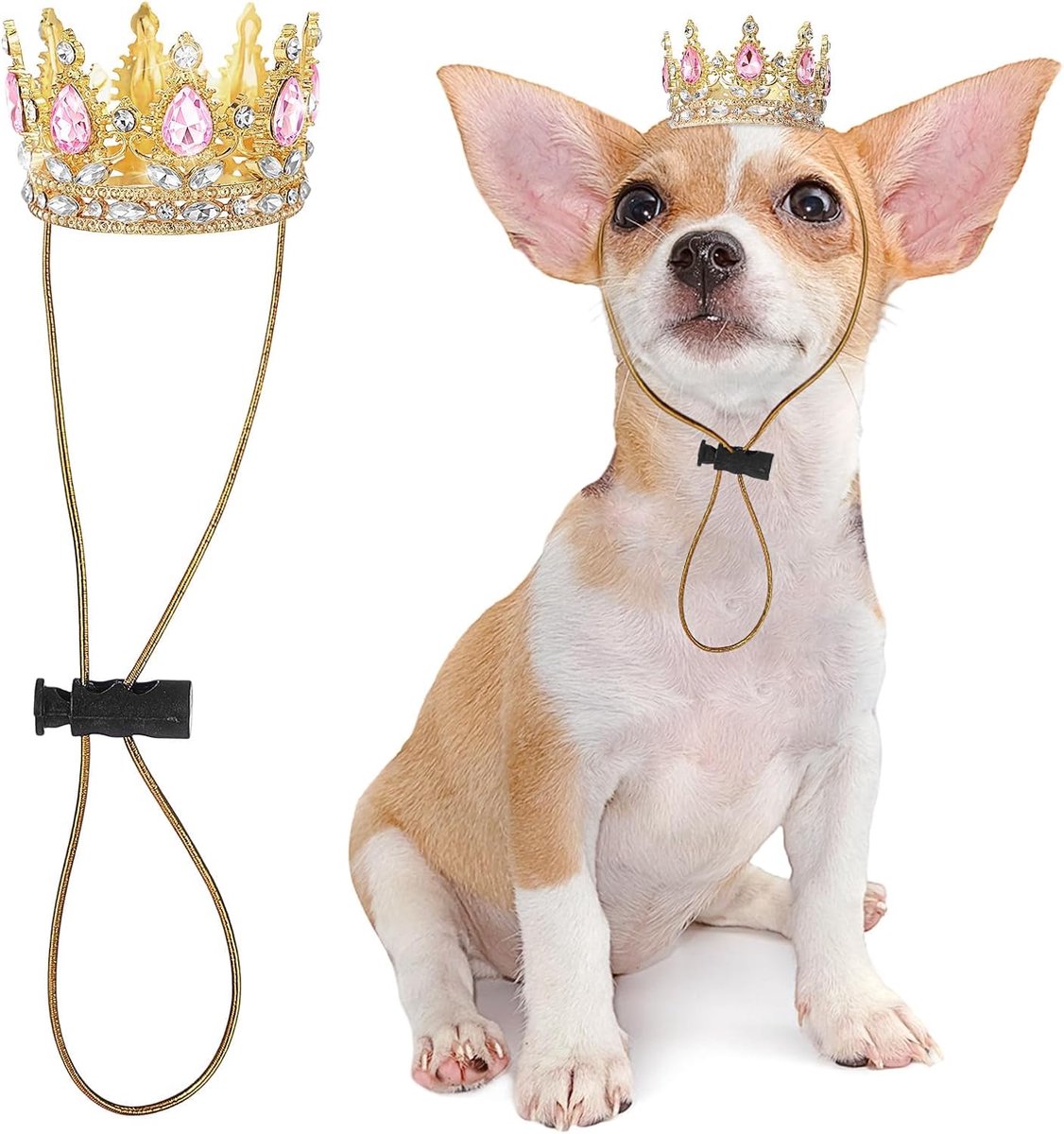 Strass-koningskroon voor huisdieren, ook geschikt als rekwisiet voor Halloween-kostuums, cosplay-feesten, adoptiefeesten, bruiloften, verjaardagen en fotoshoots