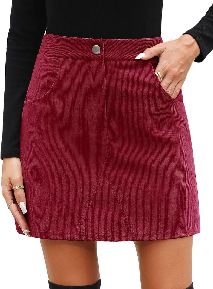 heekpek Corduroy, minirok, A-lijn, herfst, winter, korte rokken, hoge taille, wikkelrokken voor dames, school, werk en dagelijks gebruik