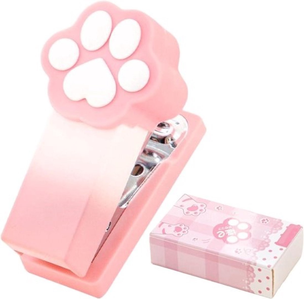 Nietmachine Kattenklauw - Mini nietmachine Bureau - Papier organiseren - Grappig design - 2-15 vellen - Roze