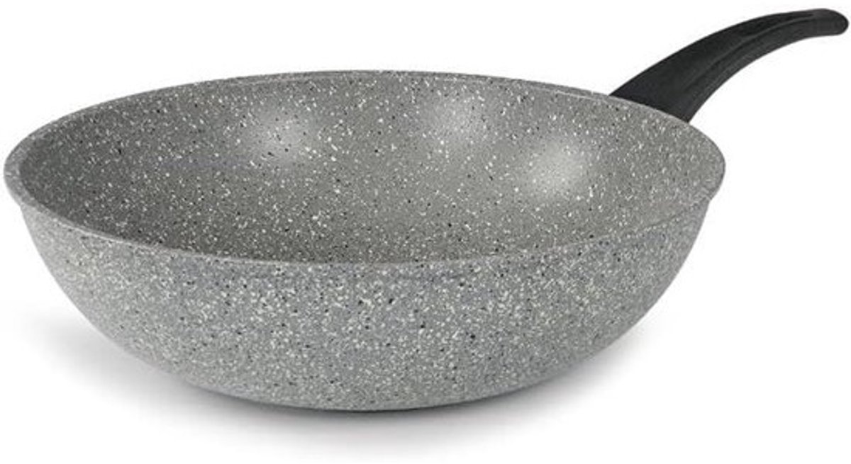 Inductie Wokpan - Grote Koekenpan - Snel Groenten Bakken - Steen Effect Coating - 32 cm Diameter