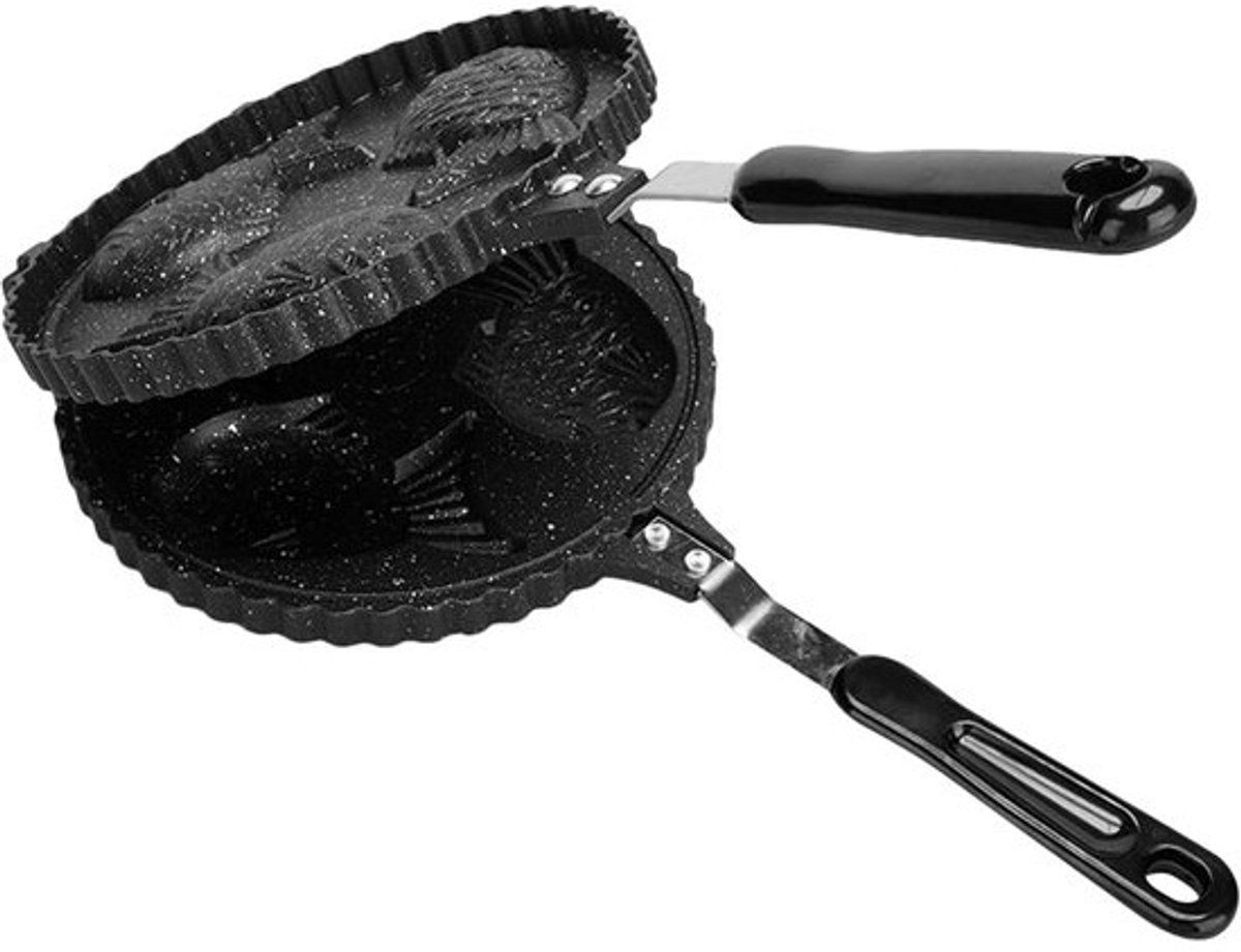 Vis Wafelijzer - Cake Pan - Snacks Maken - Non-stick Coating - 41 x 20 cm - Zwart