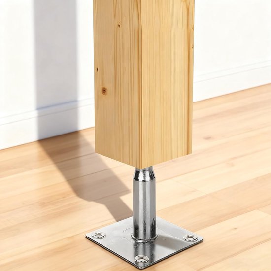 Set van 4 Verstelbare Paalsteunen van Gegalvaniseerd Staal, Hoogte 150 - 190 mm, Inclusief Schroeven, Ideaal voor Betonnen Terrassen en Hekken — afbeelding 4
