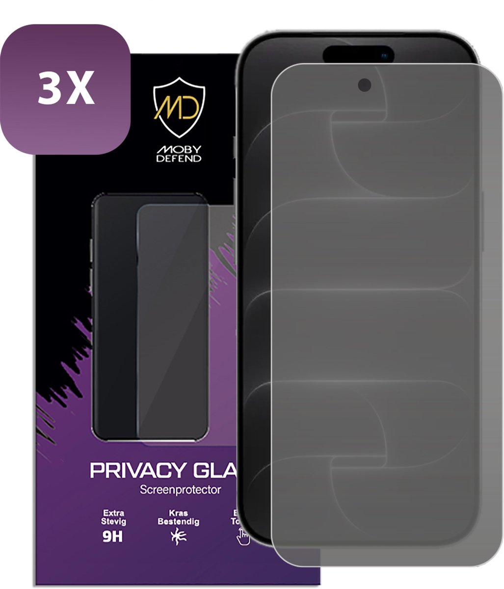 3-Pack MobyDefend Screenprotectors - Geschikt voor iPhone 18 Pro - HD Privacy Glass Screensavers
